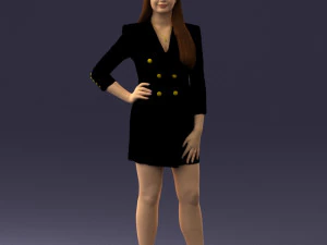 000278 Female Model in Black Business Dress 0708 3D Model