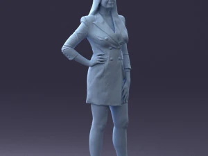000278 Female Model in Black Business Dress 0708 3D Model