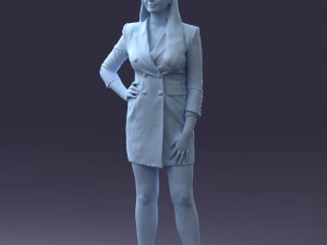 000278 Female Model in Black Business Dress 0708 3D Model