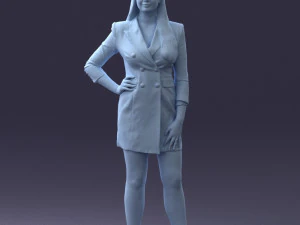 000278 Female Model in Black Business Dress 0708 3D Model