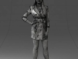 000278 Female Model in Black Business Dress 0708 3D Model