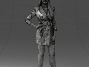 000278 Female Model in Black Business Dress 0708 3D Model