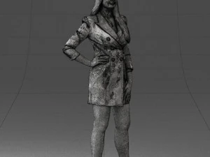 000278 Female Model in Black Business Dress 0708 3D Model