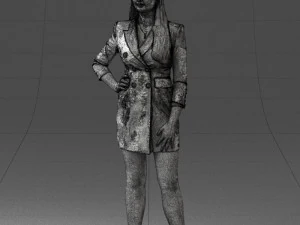 000278 Female Model in Black Business Dress 0708 3D Model