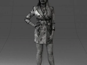 000278 Female Model in Black Business Dress 0708 3D Model