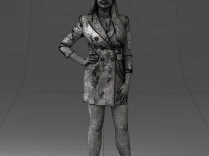 000278 Female Model in Black Business Dress 0708 3D Model