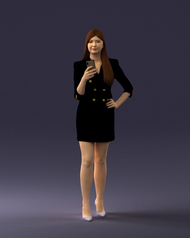 girl with phone 0708-1 3d print ready 3D Baskı Modeli .c4d .max .obj .3ds .fbx .stl .blend 