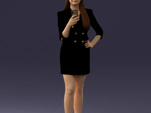 000277 Realistic Female Model in Business Dress with Smartphone 0708 3dp 3D Print Model