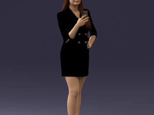 000277 Realistic Female Model in Business Dress with Smartphone 0708 3dp 3D Print Model