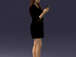 000277 Realistic Female Model in Business Dress with Smartphone 0708 3dp 3D Print Model