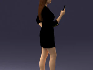 000277 Realistic Female Model in Business Dress with Smartphone 0708 3dp 3D Print Model
