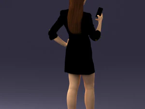 000277 Realistic Female Model in Business Dress with Smartphone 0708 3dp 3D Print Model
