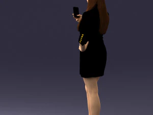 000277 Realistic Female Model in Business Dress with Smartphone 0708 3dp 3D Print Model
