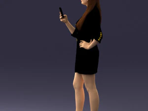 000277 Realistic Female Model in Business Dress with Smartphone 0708 3dp 3D Print Model