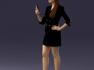000277 Realistic Female Model in Business Dress with Smartphone 0708 3dp 3D Print Model