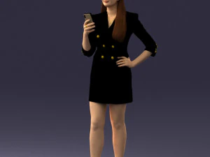 000277 Realistic Female Model in Business Dress with Smartphone 0708 3dp 3D Print Model