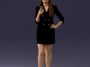 000277 Realistic Female Model in Business Dress with Smartphone 0708 3dp 3D Print Model