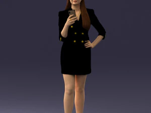 000277 Realistic Female Model in Business Dress with Smartphone 0708 3dp 3D Print Model