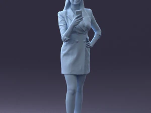 000277 Realistic Female Model in Business Dress with Smartphone 0708 3dp 3D Print Model