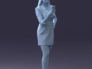000277 Realistic Female Model in Business Dress with Smartphone 0708 3dp 3D Print Model