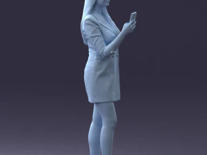 000277 Realistic Female Model in Business Dress with Smartphone 0708 3dp 3D Print Model