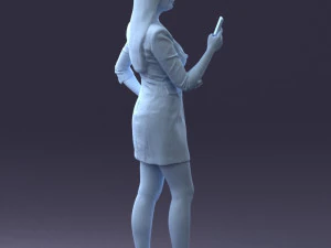 000277 Realistic Female Model in Business Dress with Smartphone 0708 3dp 3D Print Model