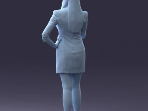 000277 Realistic Female Model in Business Dress with Smartphone 0708 3dp 3D Print Model