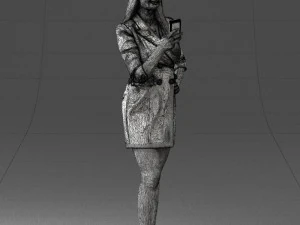 000277 Realistic Female Model in Business Dress with Smartphone 0708 3dp 3D Print Model