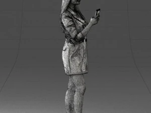 000277 Realistic Female Model in Business Dress with Smartphone 0708 3dp 3D Print Model