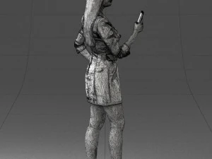 000277 Realistic Female Model in Business Dress with Smartphone 0708 3dp 3D Print Model