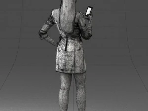 000277 Realistic Female Model in Business Dress with Smartphone 0708 3dp 3D Print Model