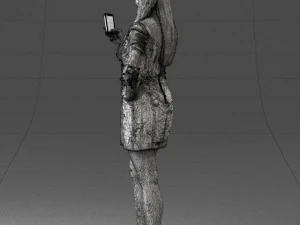 000277 Realistic Female Model in Business Dress with Smartphone 0708 3dp 3D Print Model