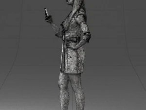 000277 Realistic Female Model in Business Dress with Smartphone 0708 3dp 3D Print Model