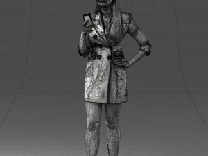 000277 Realistic Female Model in Business Dress with Smartphone 0708 3dp 3D Print Model