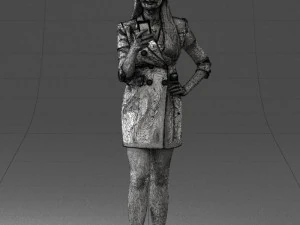 000277 Realistic Female Model in Business Dress with Smartphone 0708 3dp 3D Print Model