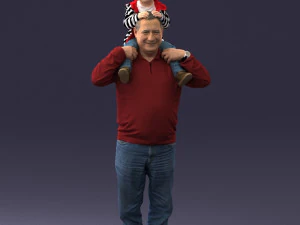 000198 Grandfather with Grandson on Shoulders 1023 3D Model