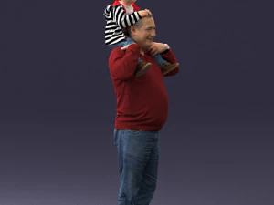 000198 Grandfather with Grandson on Shoulders 1023 3D Model