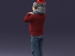 000198 Grandfather with Grandson on Shoulders 1023 3D Model