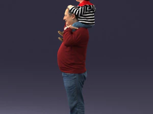 000198 Grandfather with Grandson on Shoulders 1023 3D Model