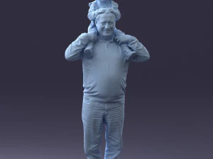 000198 Grandfather with Grandson on Shoulders 1023 3D Model