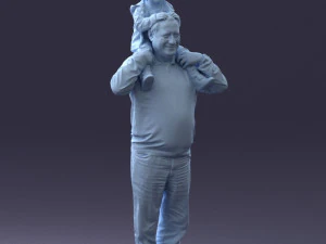 000198 Grandfather with Grandson on Shoulders 1023 3D Model