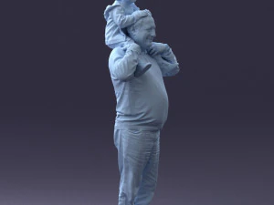 000198 Grandfather with Grandson on Shoulders 1023 3D Model