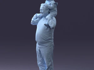 000198 Grandfather with Grandson on Shoulders 1023 3D Model