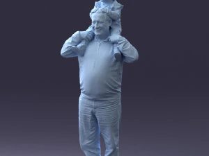000198 Grandfather with Grandson on Shoulders 1023 3D Model