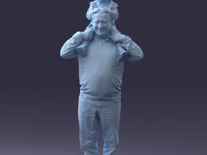 000198 Grandfather with Grandson on Shoulders 1023 3D Model