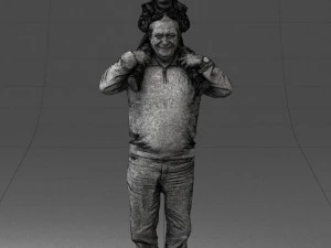 000198 Grandfather with Grandson on Shoulders 1023 3D Model