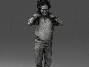 000198 Grandfather with Grandson on Shoulders 1023 3D Model