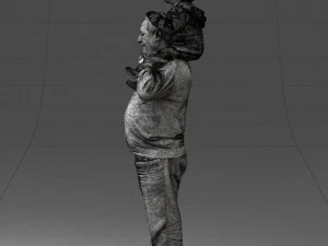 000198 Grandfather with Grandson on Shoulders 1023 3D Model