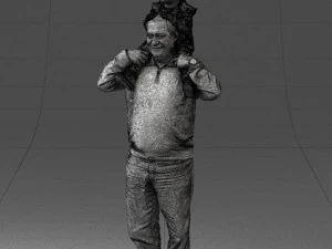 000198 Grandfather with Grandson on Shoulders 1023 3D Model