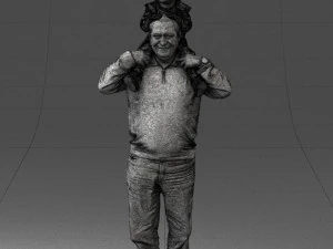 000198 Grandfather with Grandson on Shoulders 1023 3D Model